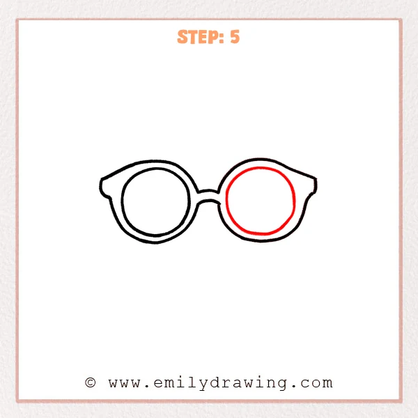 how to draw a cartoon sunglasses - The right lens now has a centered inner rim, matching the left lens and defining the sunglasses frame.